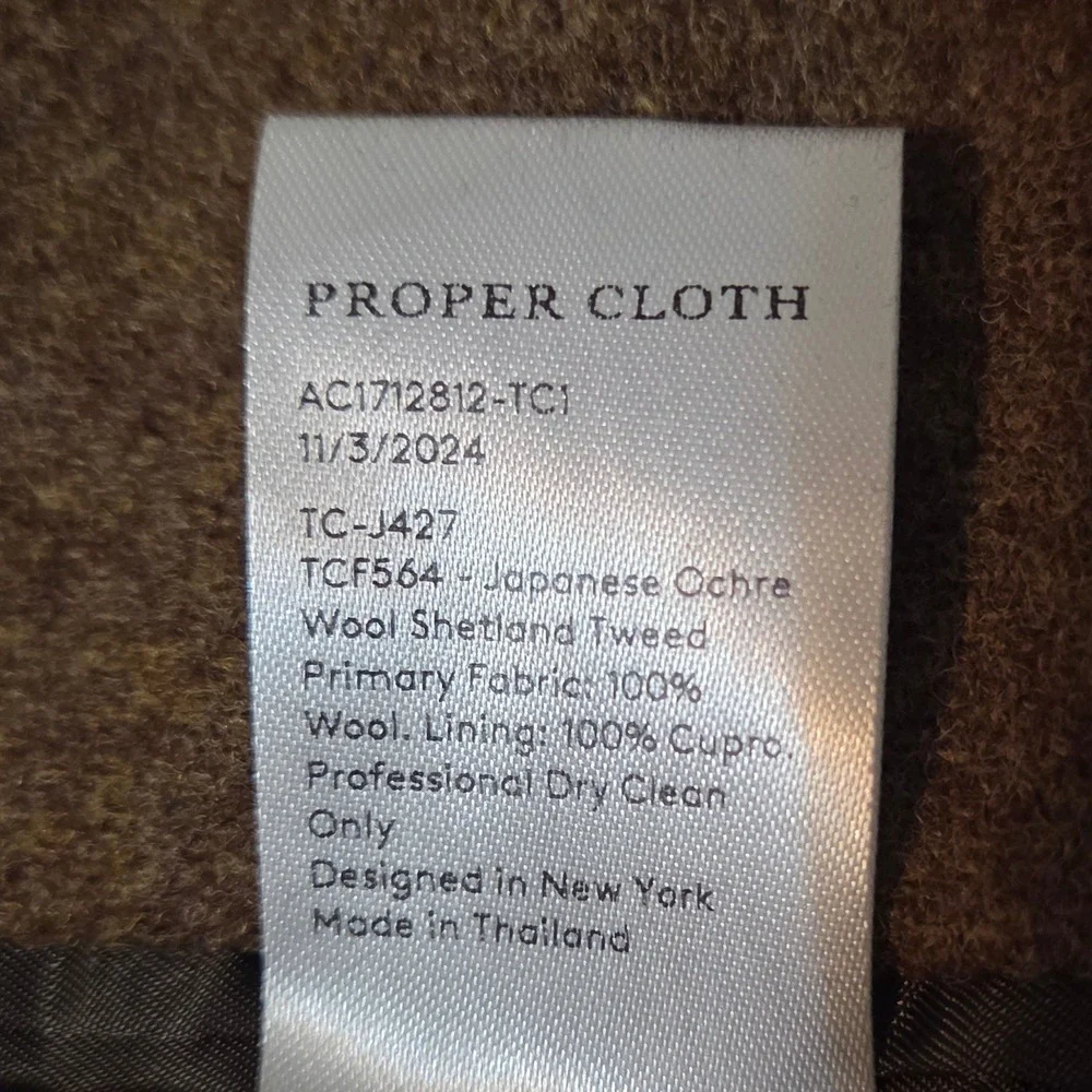 Proper Cloth Sport Coat Mens 48 Japanese Ochre Wool Shetland Tweed Blazer